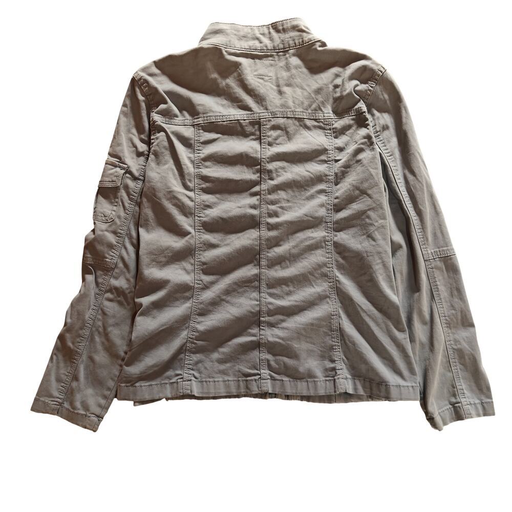 Kensie Utility Military Jacket Taupe Zip Snap Front - Picture 2 of 4